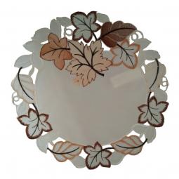 Embroidered Autumn Floral Placemat/Doily With Leaves---KC05