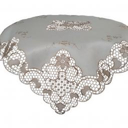 Embroidered Solid Floral Tablecloth-KC34