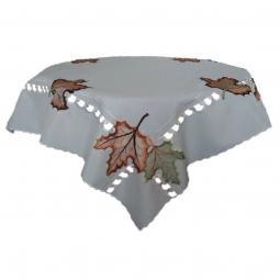 Embroidered Autumn Floral TableCloth With Leaves 85X85CM---KC41
