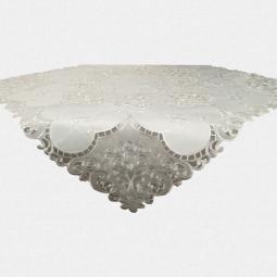 Embroidered Tone In Tone Floral Tablecloth With Double Layers--- 67367