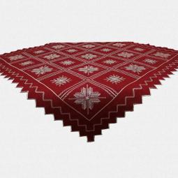 Red Embroidered Christmas Tablecloth With Snowflakes 85X85CM/36X36