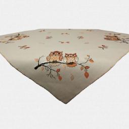 Embroidered Floral Tablecloth With Owl 85X85CM/36X36
