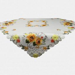 Embroidered Floral Tablecloth With Sunflowers 85X85CM/36X36