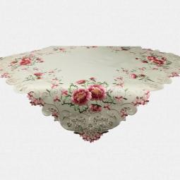 Embroidered Spring Floral Tablecloth With Rose---67379