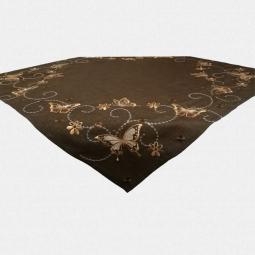 All Year Coffee Embroidered Tablecloth With Butterfly 85X85CM/36X36