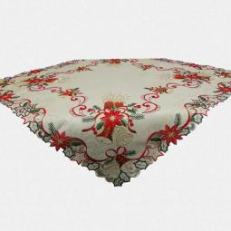 Embroidered Christmas Tablecloth With Candles And Bells---67392
