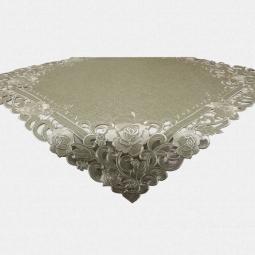 Elegant Embroidered Floral Tablecloth With Rose 85X85CM/36X36