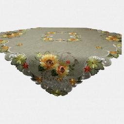 Embroidered Floral Tablecloth With Sunflowers 85X85CM/36X36